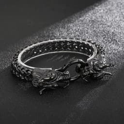 image-European and American Trend Jewelry Wholesale Men's Multilayer Bracelet Domineering Double Dragon Men's Bracelet Faucet Buckle