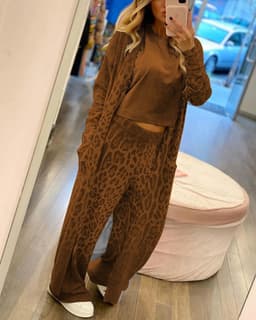 image-Leopard Print Two-Piece Set - Spring 2024, Women's, Green/Brown, S-XXL