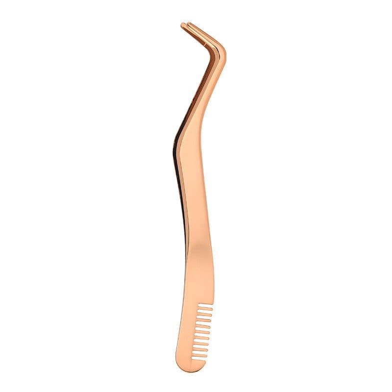 image-Stainless Steel Eyelash Tweezers with Comb