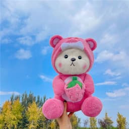 image-Little Bear Hug Strawberry Plush Toy - Teddy Bear Doll