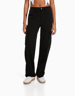 image-Women's High Waist Straight Leg Casual Pants - Gray Blue