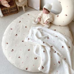 image-INS new baby round crawling mat game mat removable and washable floor mat exquisitely embroidered baby tent carpet