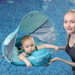 image-mambobaby baby free inflatable lap ring with awning swimming ring swimming floating ring swimming ring cross-border explosive style