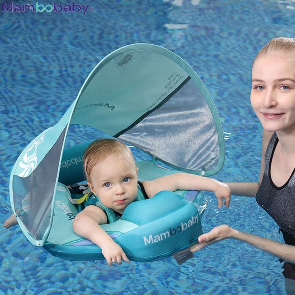image-mambobaby baby free inflatable lap ring with awning swimming ring swimming floating ring swimming ring cross-border explosive style