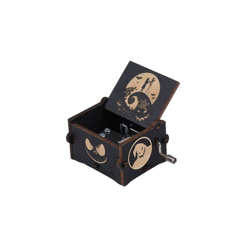 image-Autonomous DIY Wooden Hand Crank Halloween Music Box Carving Kit Gift