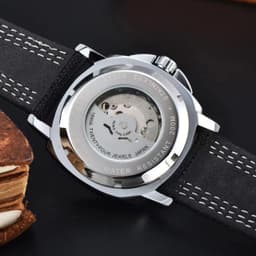 image-Men’s Mechanical Watch 43mm Round Waterproof Stainless Steel Buckle