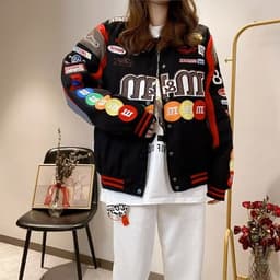 image-Baseball Jacket - Apricot Embroidered Hip Hop 3XL