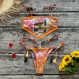 image-Bikini Swimsuit - White Floral Bohemian XL