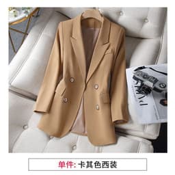 image-Women's Slim Suit Jacket - Apricot Mesh