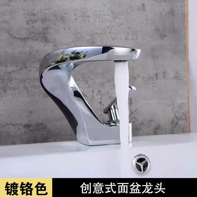 image-Copper Basin Faucet Hot Cold Mix White