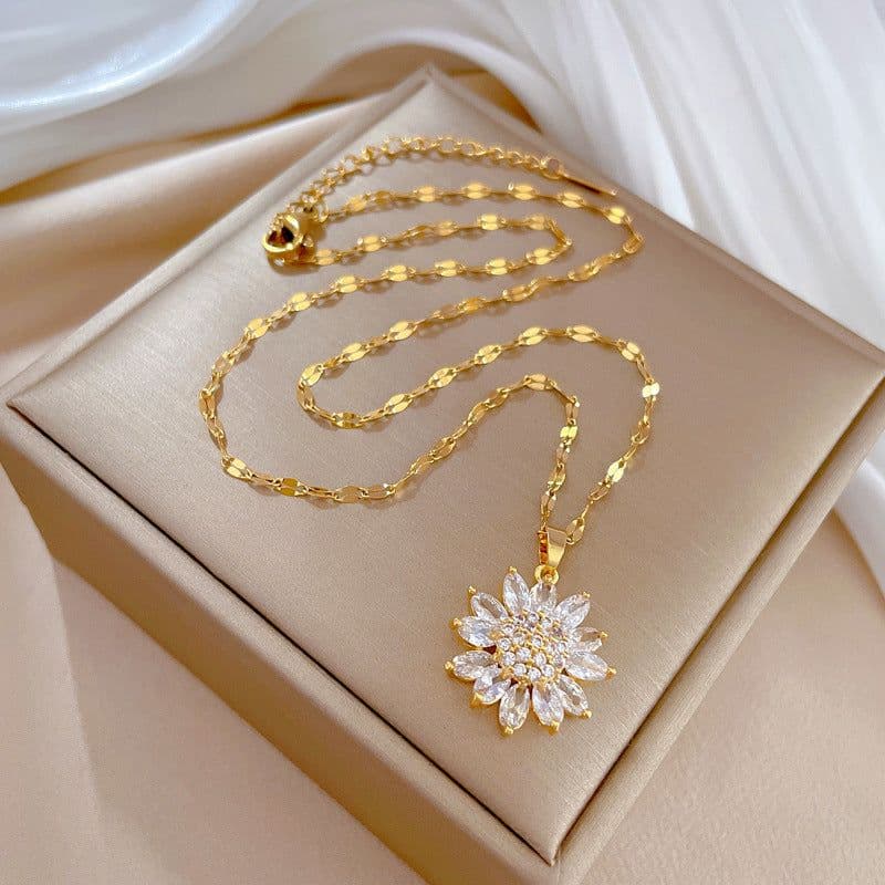 image-Titanium Steel Sunflower Necklace Women