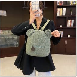image-Furry Lamb Wool Backpack Women Brown Plush