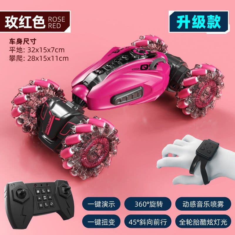 image-Cross-border new mini twisting light music off-road high-speed double-sided stunt remote control car children's toys wholesale