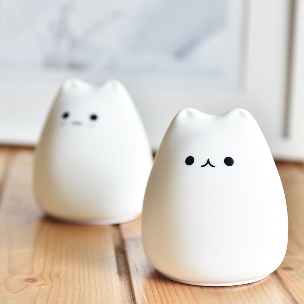 image-Silicone Night Light - Cute Cat Color-Changing, Battery Operated, Student Gift