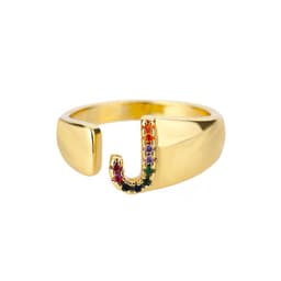 image-Retro Zirconia 26 Letter Adjustable Ring - Personalized Fashion Design