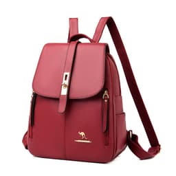 image-Women's Backpack - Black Soft PU Leather Waterproof