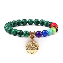image-European and American cross-border foreign trade creative 8mm bead bracelet Volcanic lava hand string wooden beads alloy tree of life pendant
