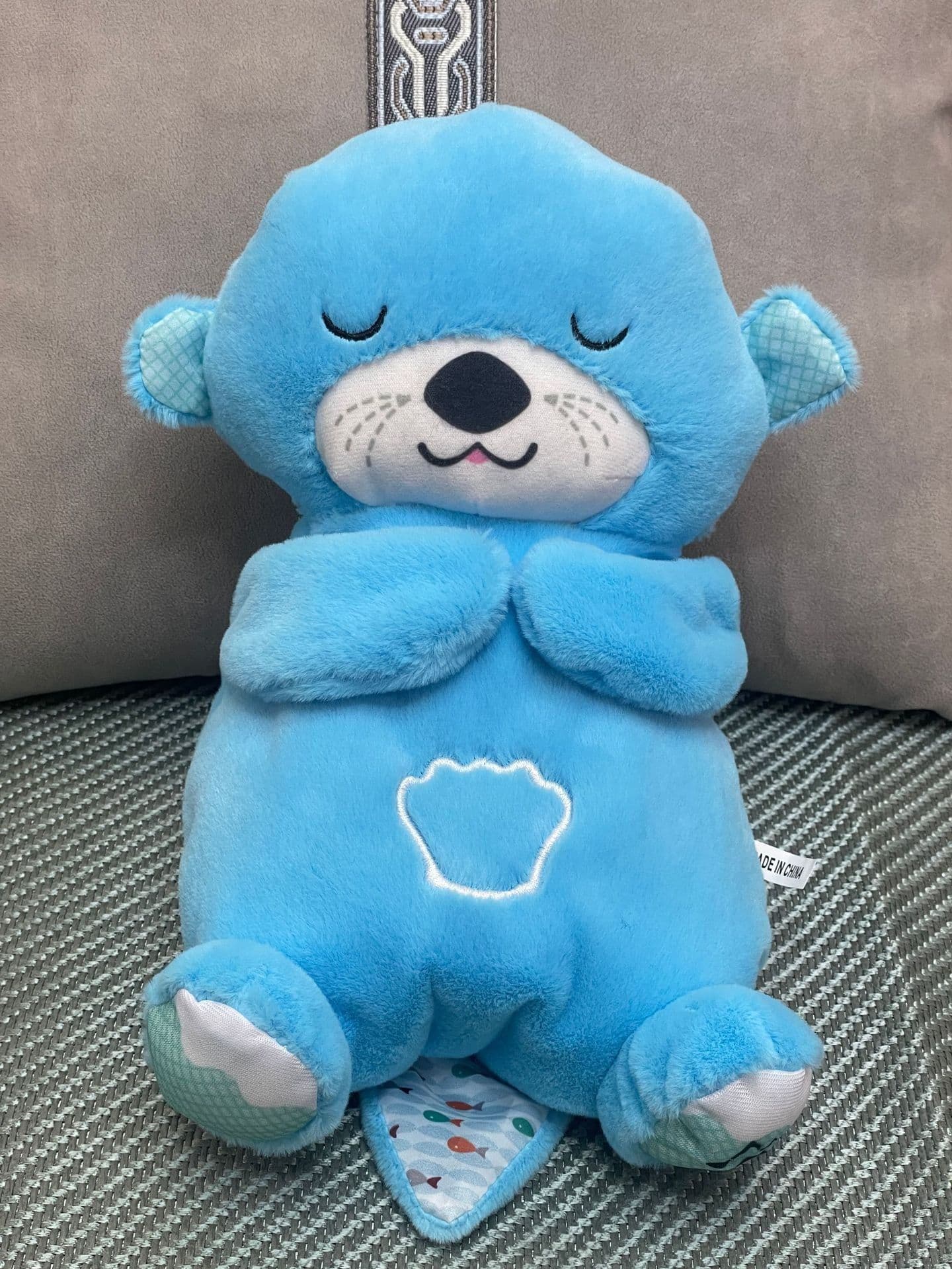 image-Breathing Bear Plush Toy - Dark Gray 30cm Soothing