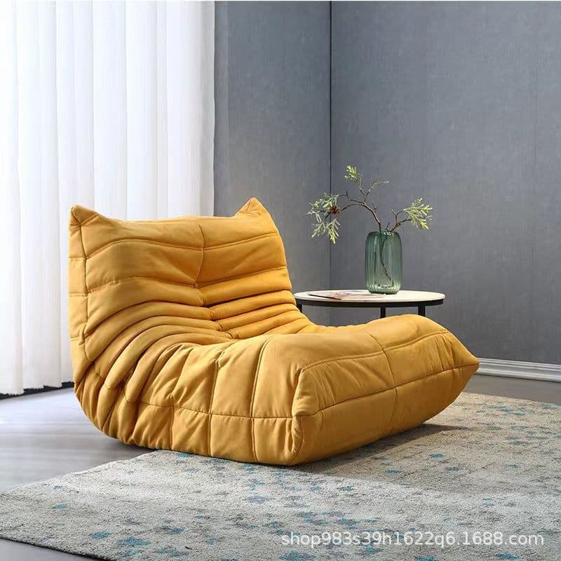 image-Ochao Yellow Velvet Lazy Sofa - Modern 66x50cm