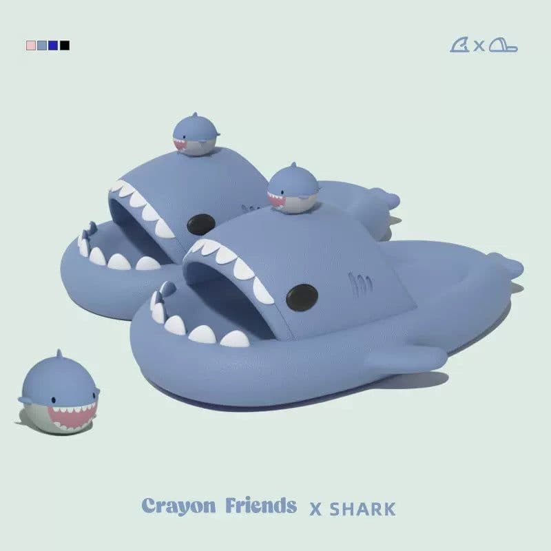 image-Late Brand Baby Shark Slippers - Non-Slip, 44-45 Size, Thick Sole