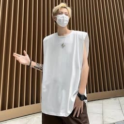 image-Black Padded Shoulder Vest Men's Cotton