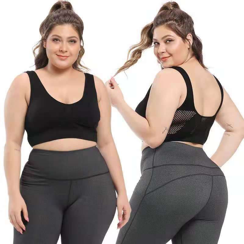 image-Foreign trade cross-border sport bra mesh hollow air hole sports bra yoga sports no steel ring underwear women