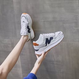 image-Women's Platform Sneakers - White Mesh Breathable Casual Shoes