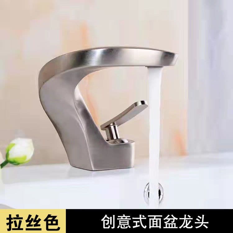 image-Copper Basin Faucet Hot Cold Mix White