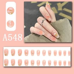 image-Summer fresh, sweet and cool style manicure, wearable nail pieces, French line blending, removable fake nail pieces, finished products wholesale