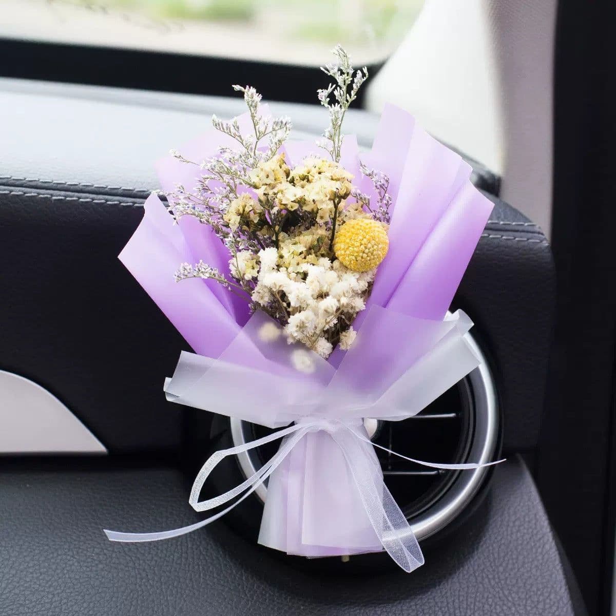 image-Aromatherapy Clip Bouquet - Beige Hydrangea Car Fragrance Decor