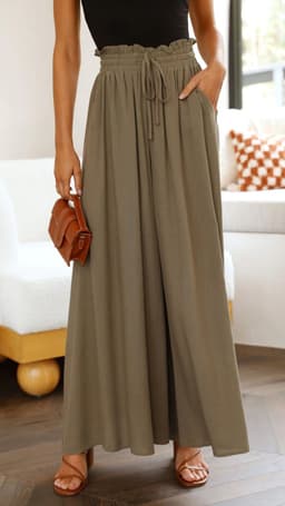 image-Mu Orange Wide-Leg Pants - Green High-Waist 2XL
