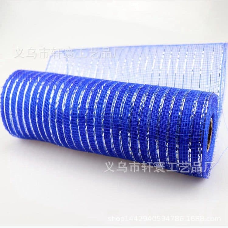 image-Christmas Wire Mesh Packaging - Red & White Strips 26cm x 10yds