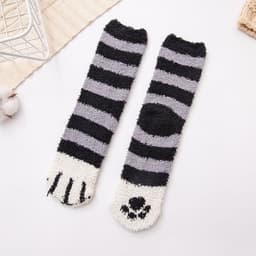 image-Coral Velvet Winter Warm Thickened Cat Socks for Women - Blue Medium Tube