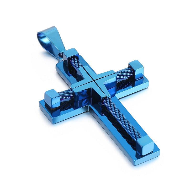 image-Cross Pendant Necklace - Stainless Steel Men's