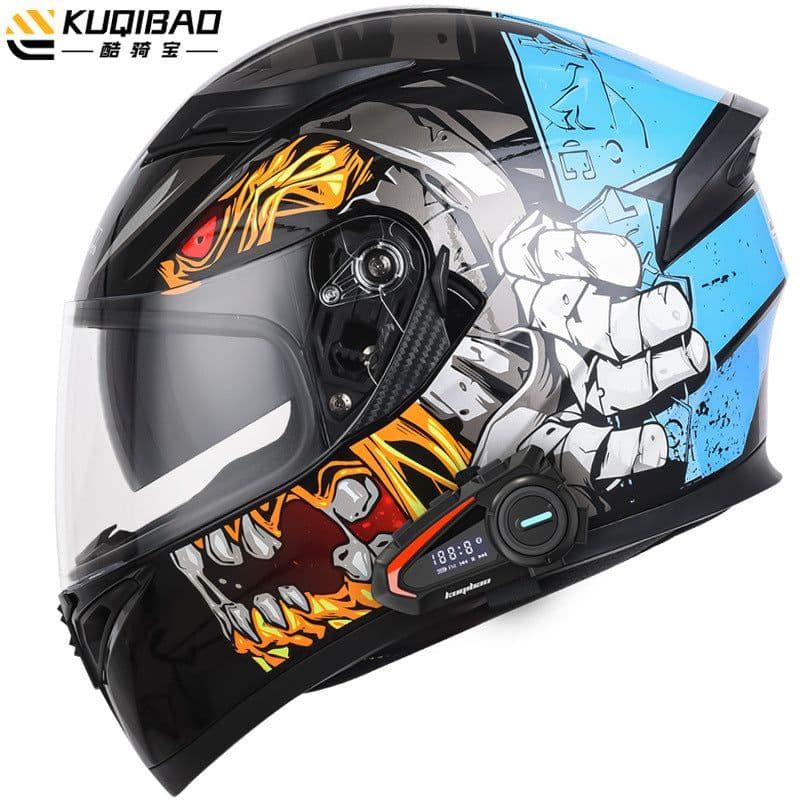 image-Coolqibao Motorcycle Full-Face Helmet Bluetooth XXL Gray