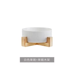 image-Hangyi Ceramics Double Bowl Pet Dish - Wooden Frame, Anti-Knock - 24 Pack