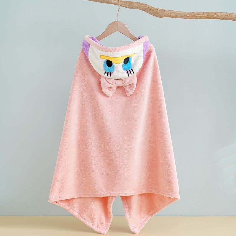 image-Bo Chuhui Long-eared Monkey Hooded Bathrobe - Purple Coral Fleece