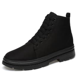 image-Men's Height Increasing Shoes - Black Canvas 8CM Lift