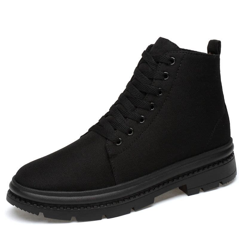 image-Men's Height Increasing Shoes - Black Canvas 8CM Lift