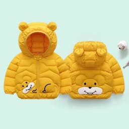 image-Desfan Kids Cartoon Hooded Coat, Thickened, 3-8 Years, Autumn Winter, Unisex