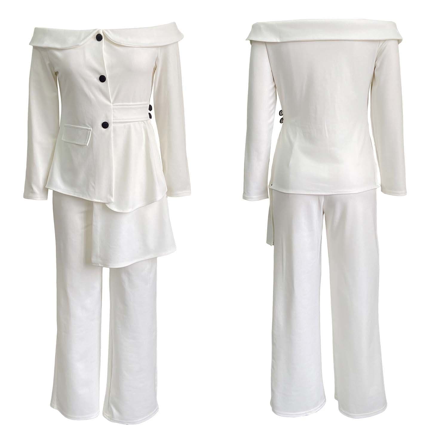 image-D3048M Amazon cross-border new European and beautiful women fashion temperament commuter suit trouser suit Africa two-piece suit