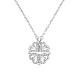 image-Titanium Steel Clover Necklace Women - Heart Pendant