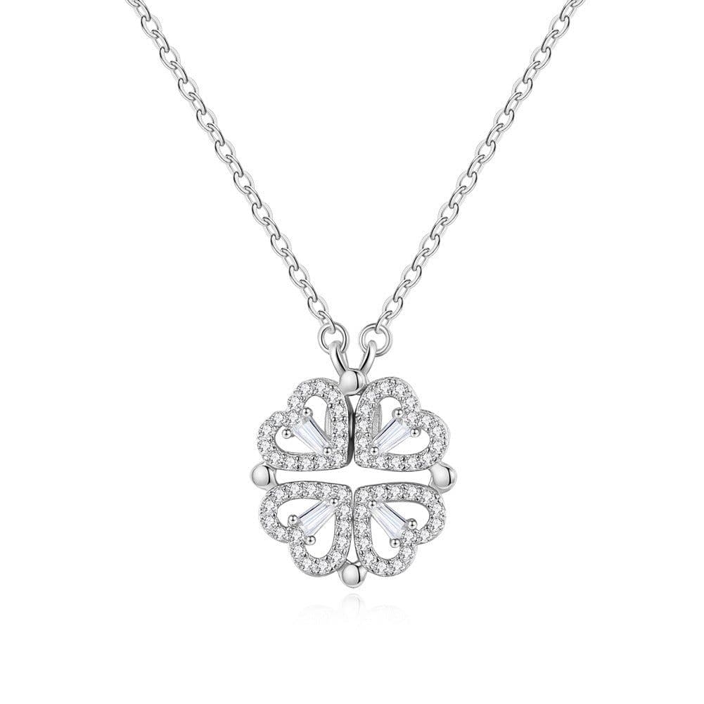 image-Titanium Steel Clover Necklace Women - Heart Pendant