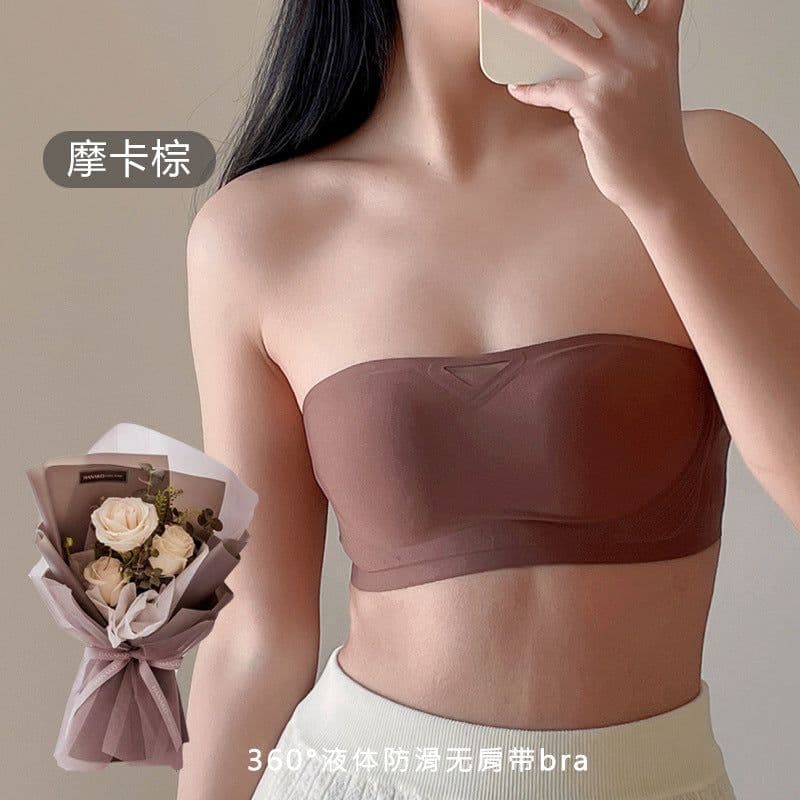 image-Strapless Bra Women Seamless Non-Slip Black S