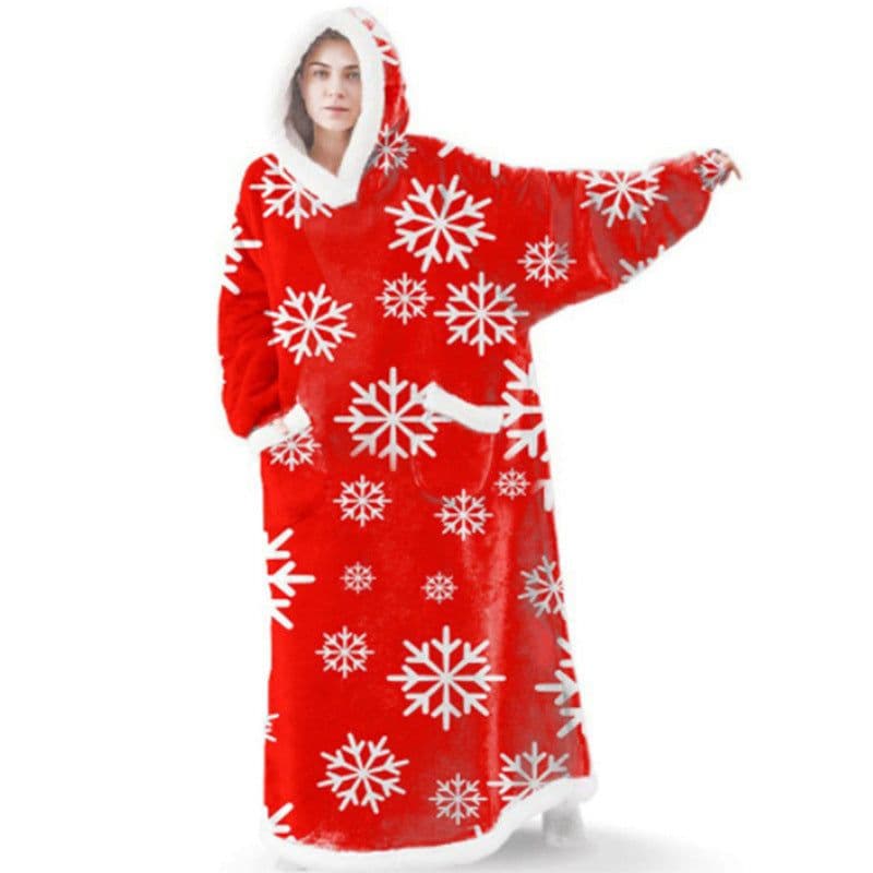 image-Winter blanket extra long vertical pocket fleece lazy blanket flannel lambswool TV TV blanket bathrobe