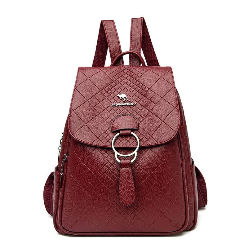 image-Backpack Women's Navy Blue PU Leather 20-35L