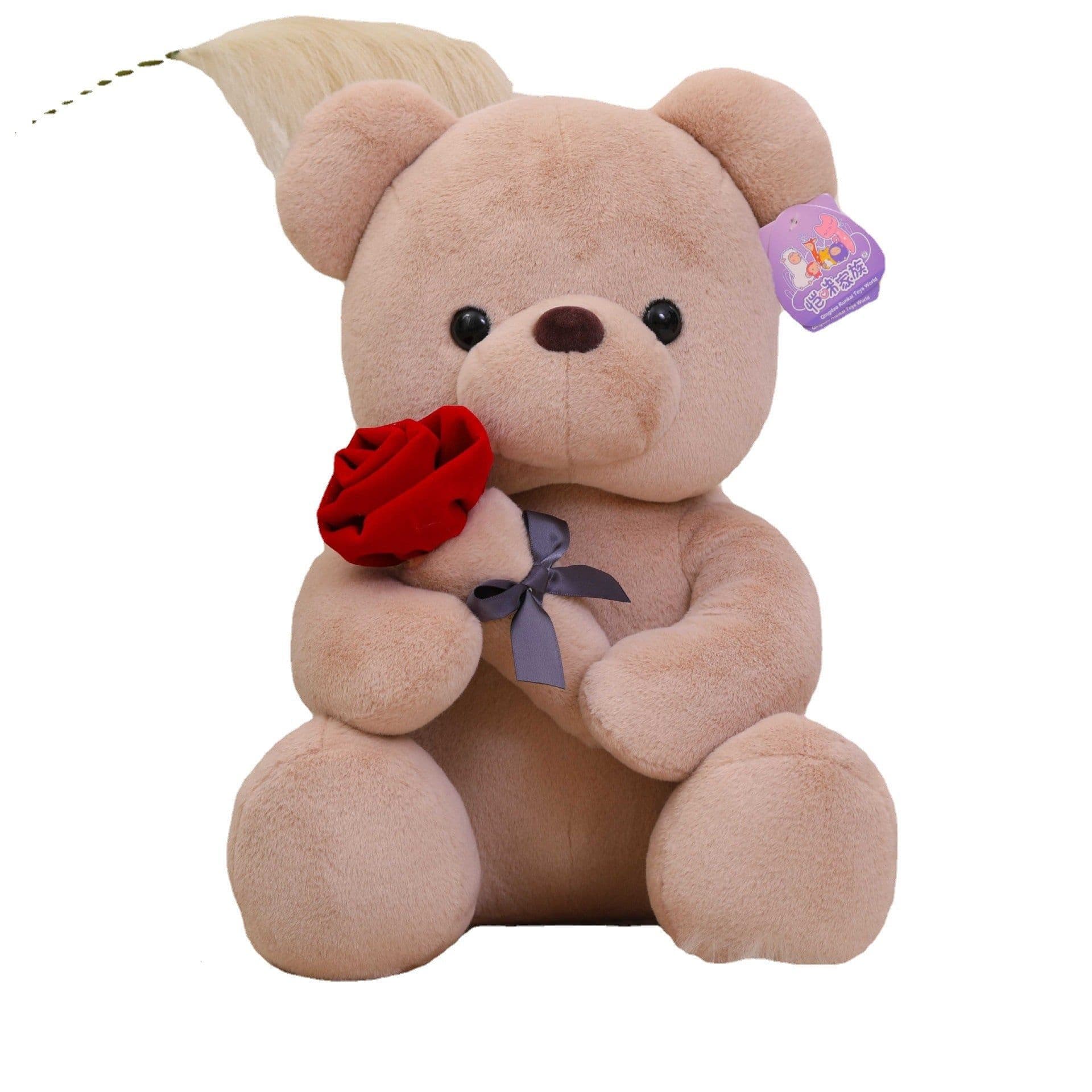 image-Manufacturers wholesale new rose teddy bear plush toys for girls Valentine's Day gift bear pillow doll
