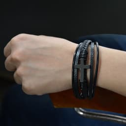 image-Yiwu Yunjin Leather Bracelet Men - Gold 23CM