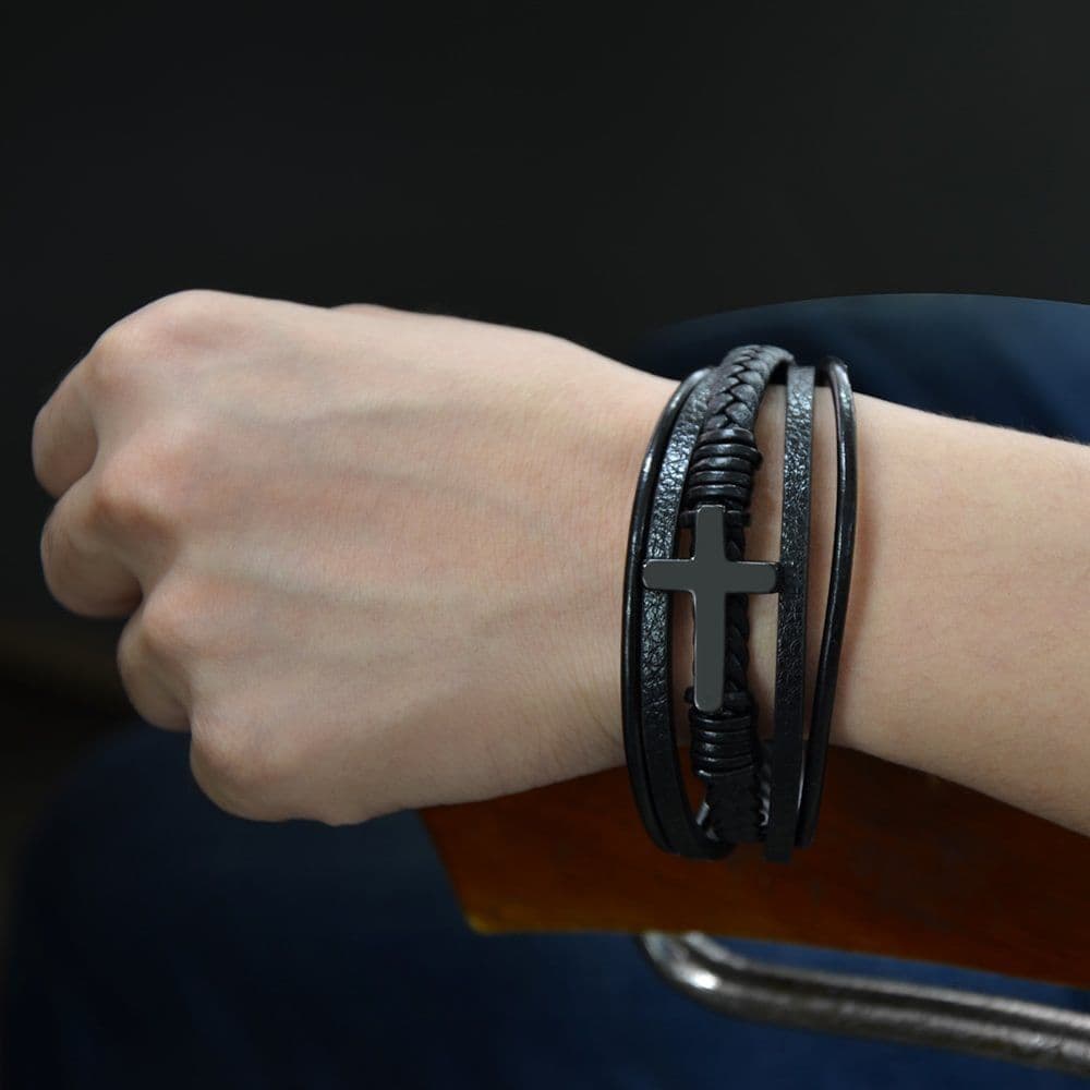image-Yiwu Yunjin Leather Bracelet Men - Gold 23CM