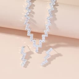 image-Crystal Zircon Bride Wedding Jewelry Set Necklace